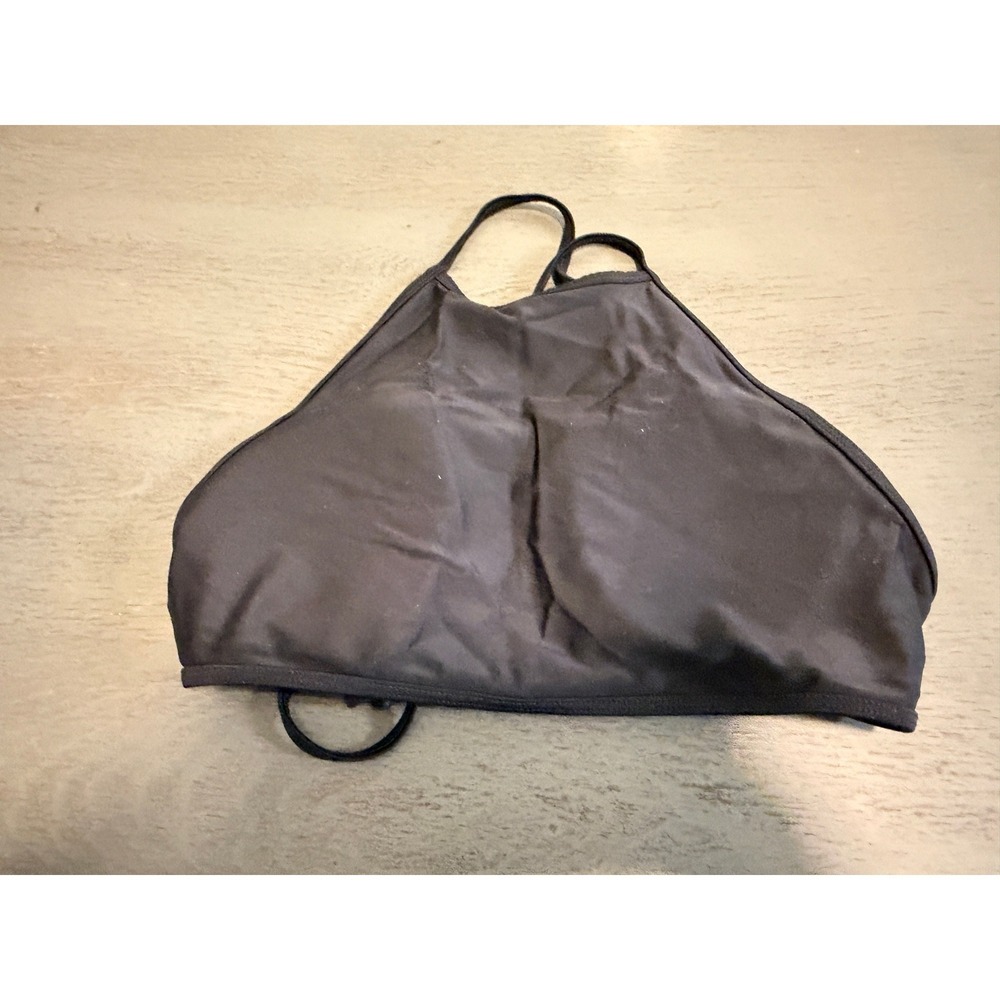 Aerie Black High Neck Bikini Top Adjustable Tie Back Swimwear Size Medium